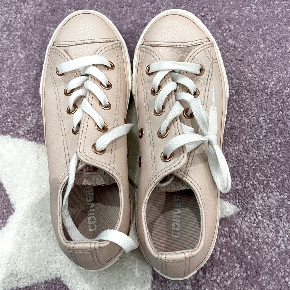 Size 1 girls converse Rose Gold Edition